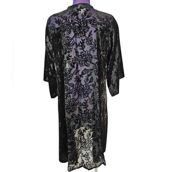 Knox Rose Black Velvet & Sheer Panel Duster Kimono‎ Size M/L Women's C78 - Picture 5 of 8